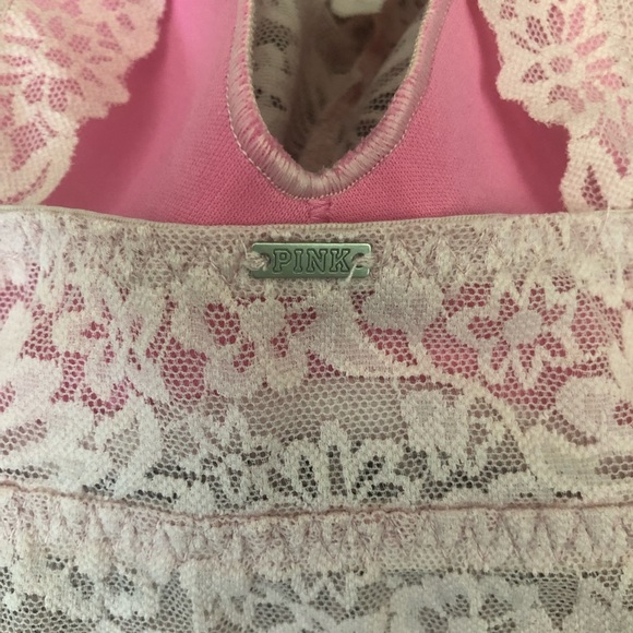 Victoria’s Secret pink lace bralette bra size medium padded pushup hot - Picture 3 of 5